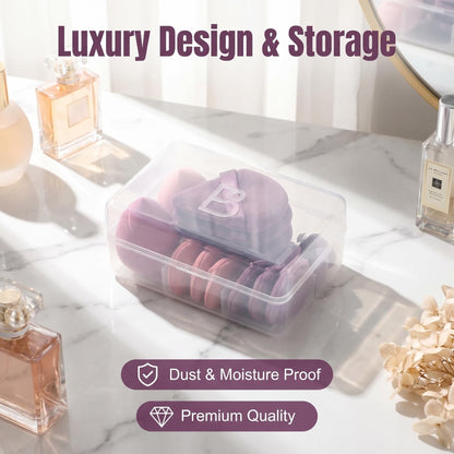 Makeup Sponge Set BS-MALL Triangle Puff 14 Pcs for Liquid, Cream, and Powder, Multi-colored Makeup Sponges and Mini Sponge with Case (A-Purple)